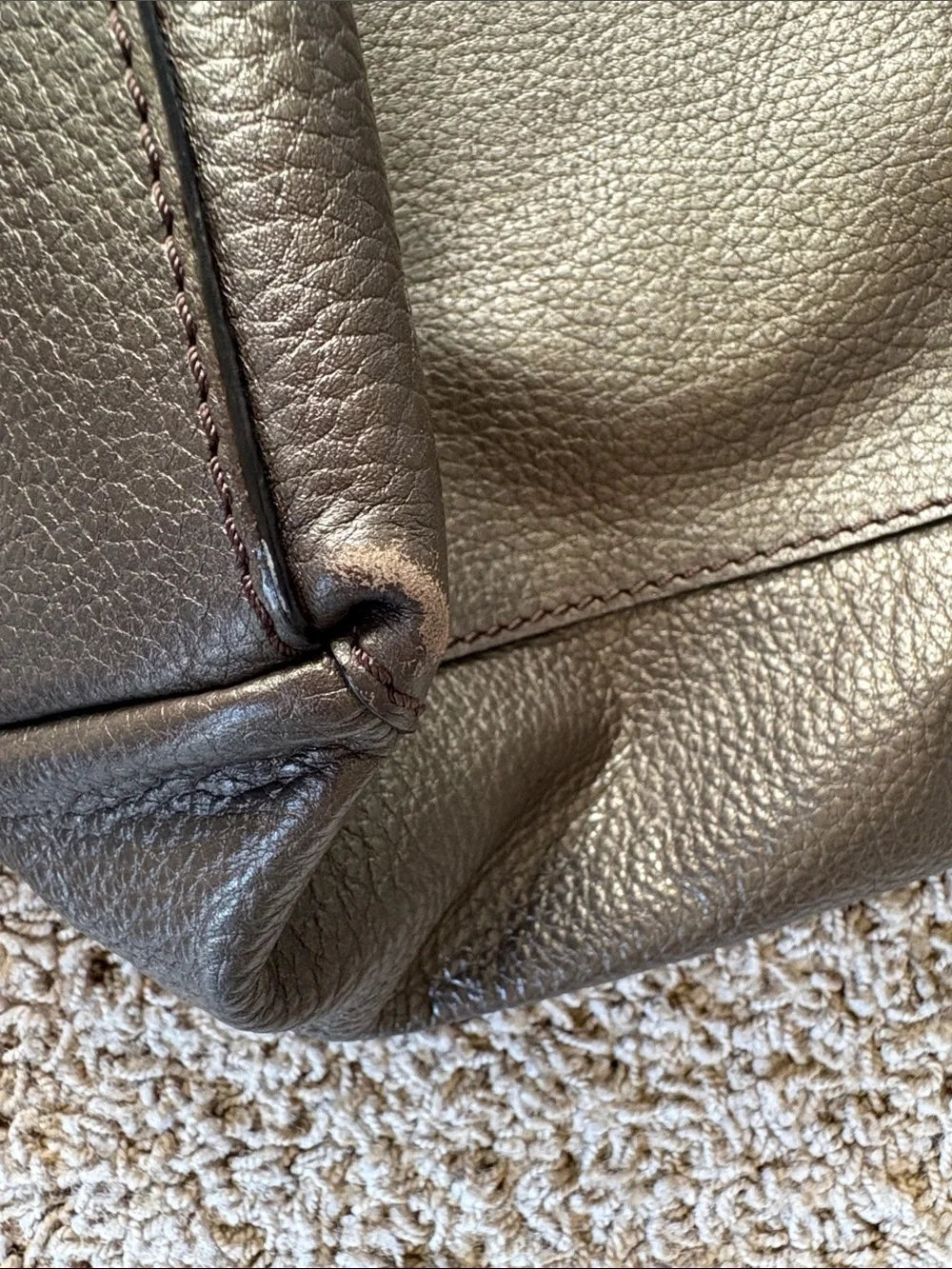 Loxwood Le Cabas Parisien Brown/Kaki Leather Tote with Tassel